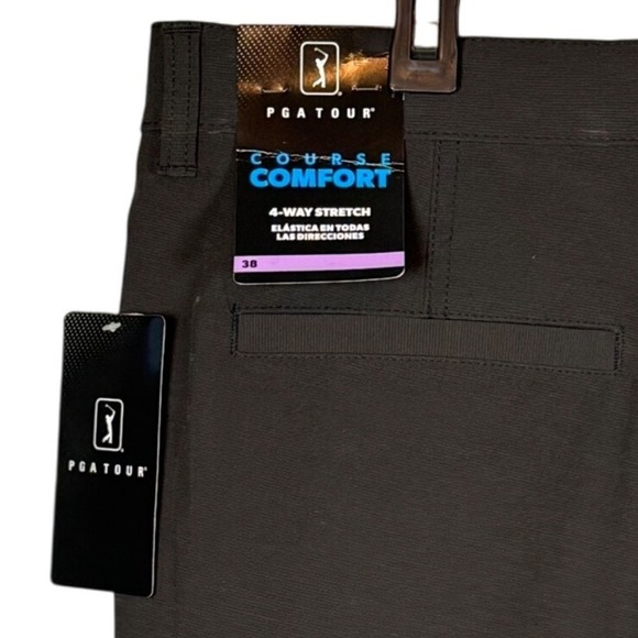 NWT PGA Tour Course Comfort, 4-Way Stretch, Black, Size 38 - Picture 10 of 11